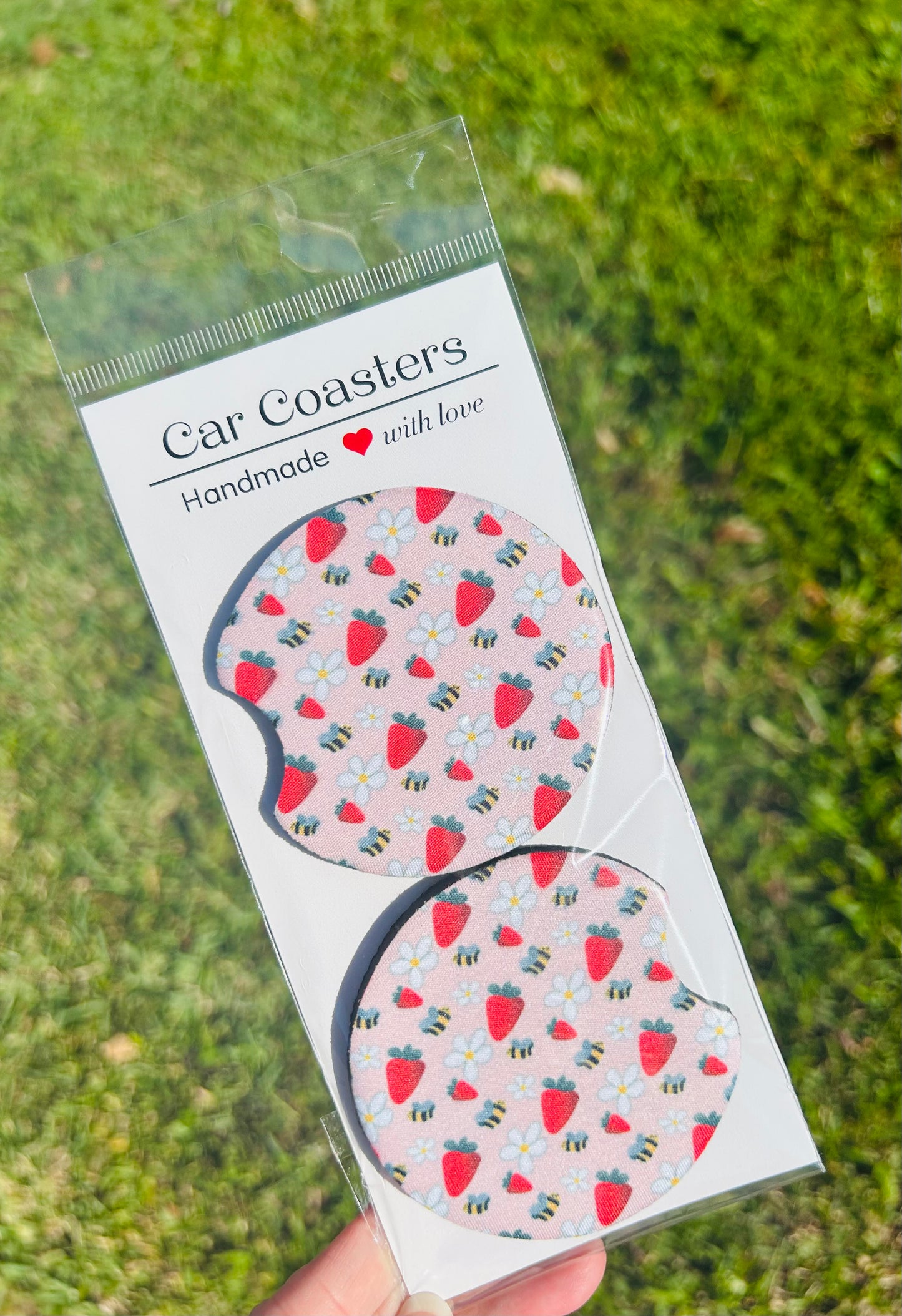 Strawberry and Bees Car Coaster