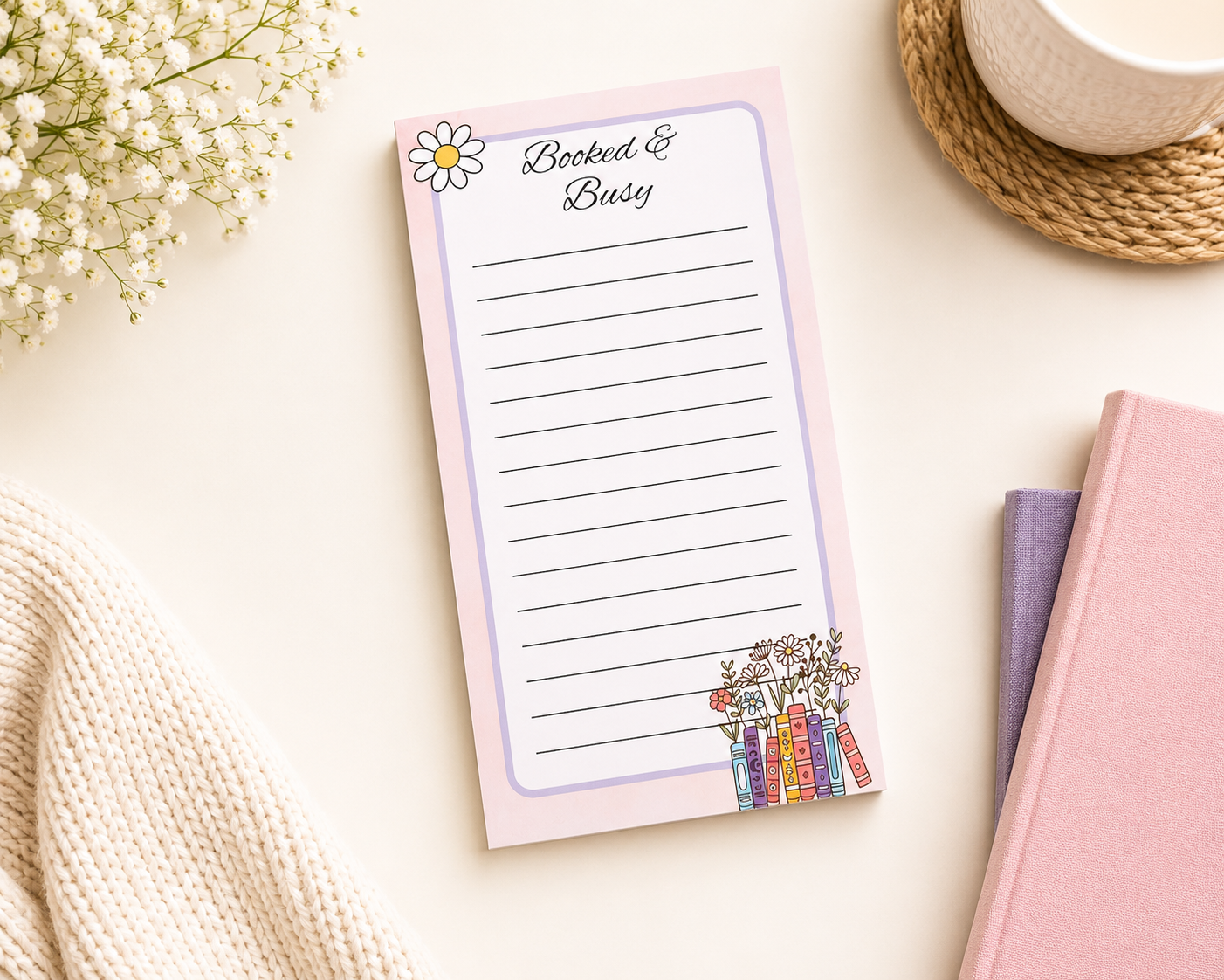 Booked & Busy Slim Notepad