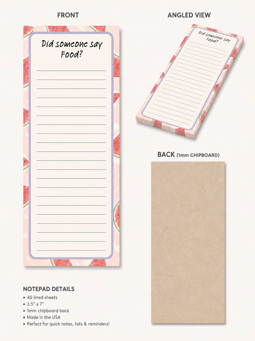 Did Someone say Food (Watermelon themed) Slim Notepad