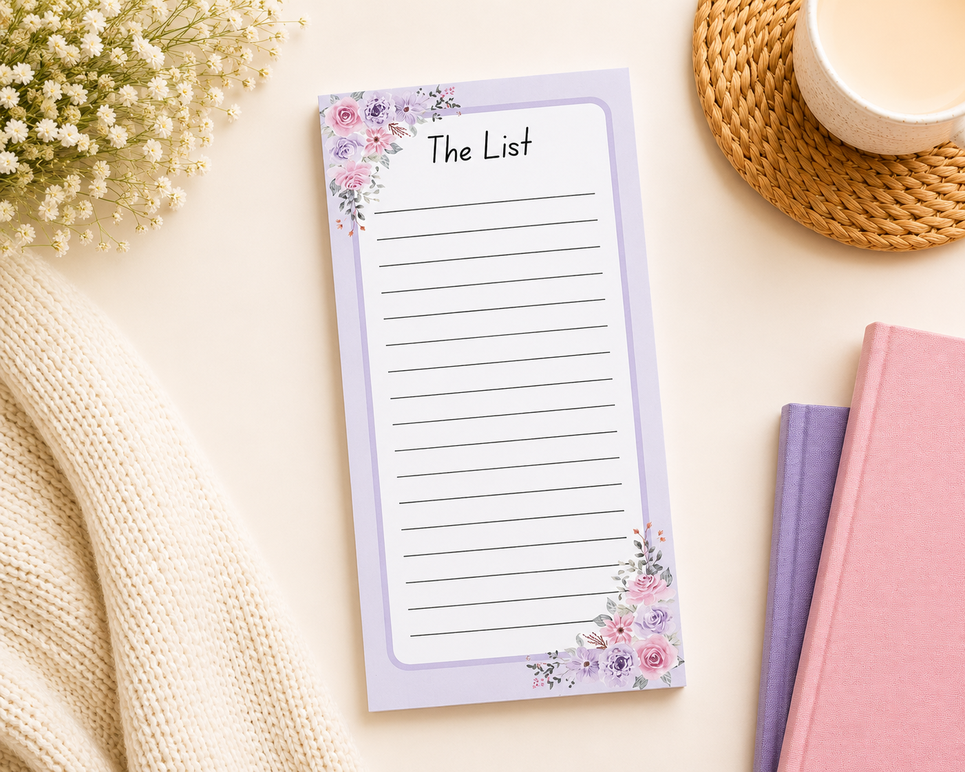 The List Slim Notepad- Floral