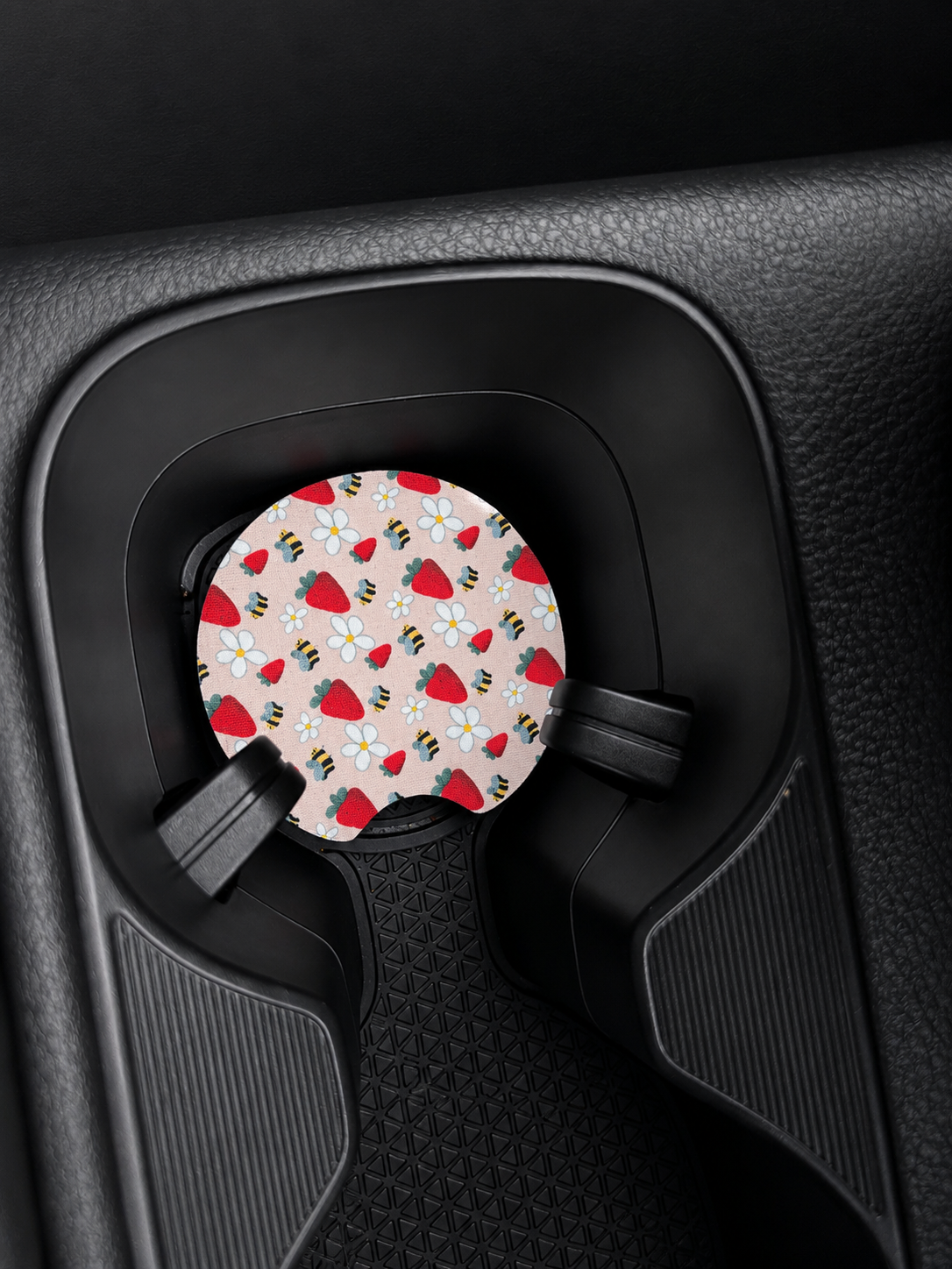 Strawberry and Bees Car Coaster
