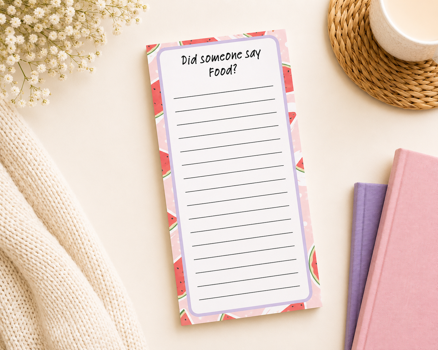 Did Someone say Food (Watermelon themed) Slim Notepad